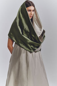 Chameleon Short Sleeve Reversible Scarf Dress with pockets in Jade and Quartz