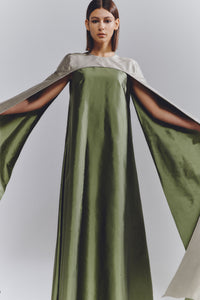 Chameleon Reversible Cape Dress in Jade and Quartz