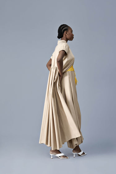 Beige Reversible Short Sleeve Thoub Dress