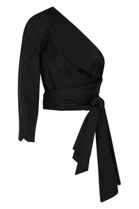 Black One Sleeve Multiway Wrap Shirt